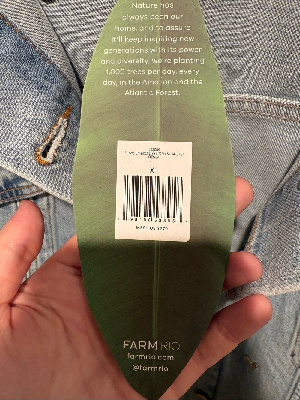 FARM Rio Bows Embroidery Denim Jacket - Picture 10 of 13